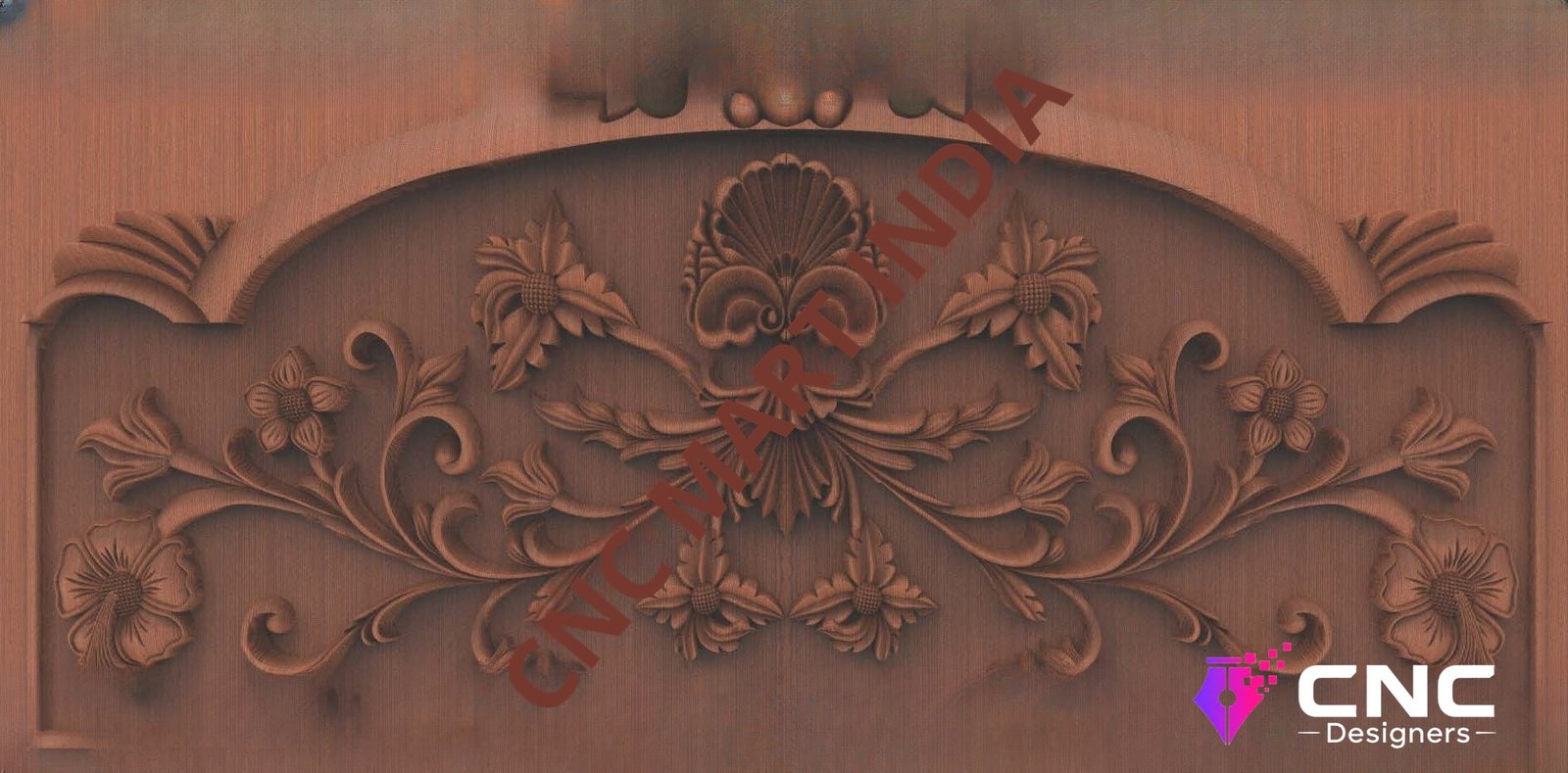 Beds & Sofa - BS-22 Floral Ornamentation Bed Headboard 3D Carving Design
